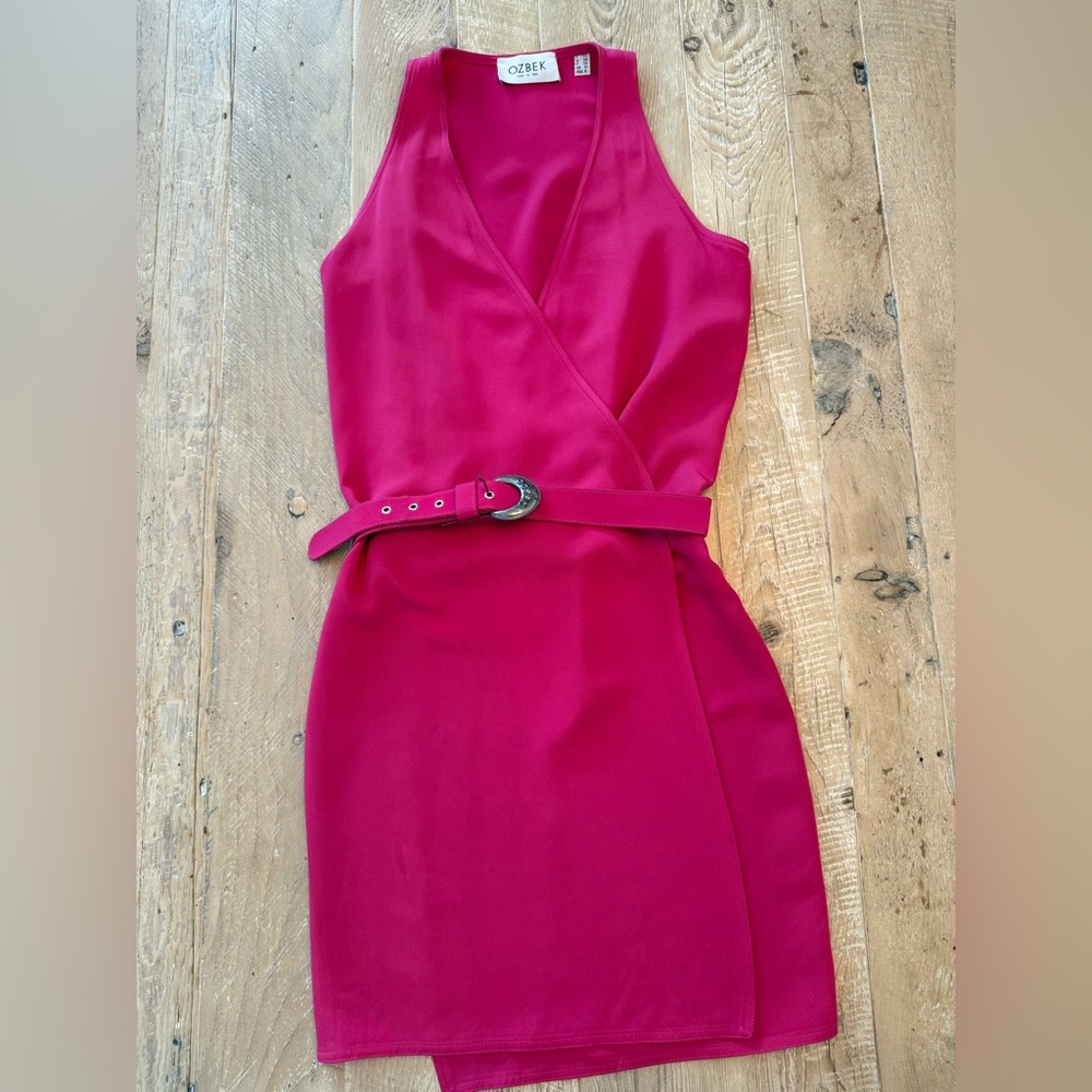 Women's Mini Dress in hot pink by OZBEK
